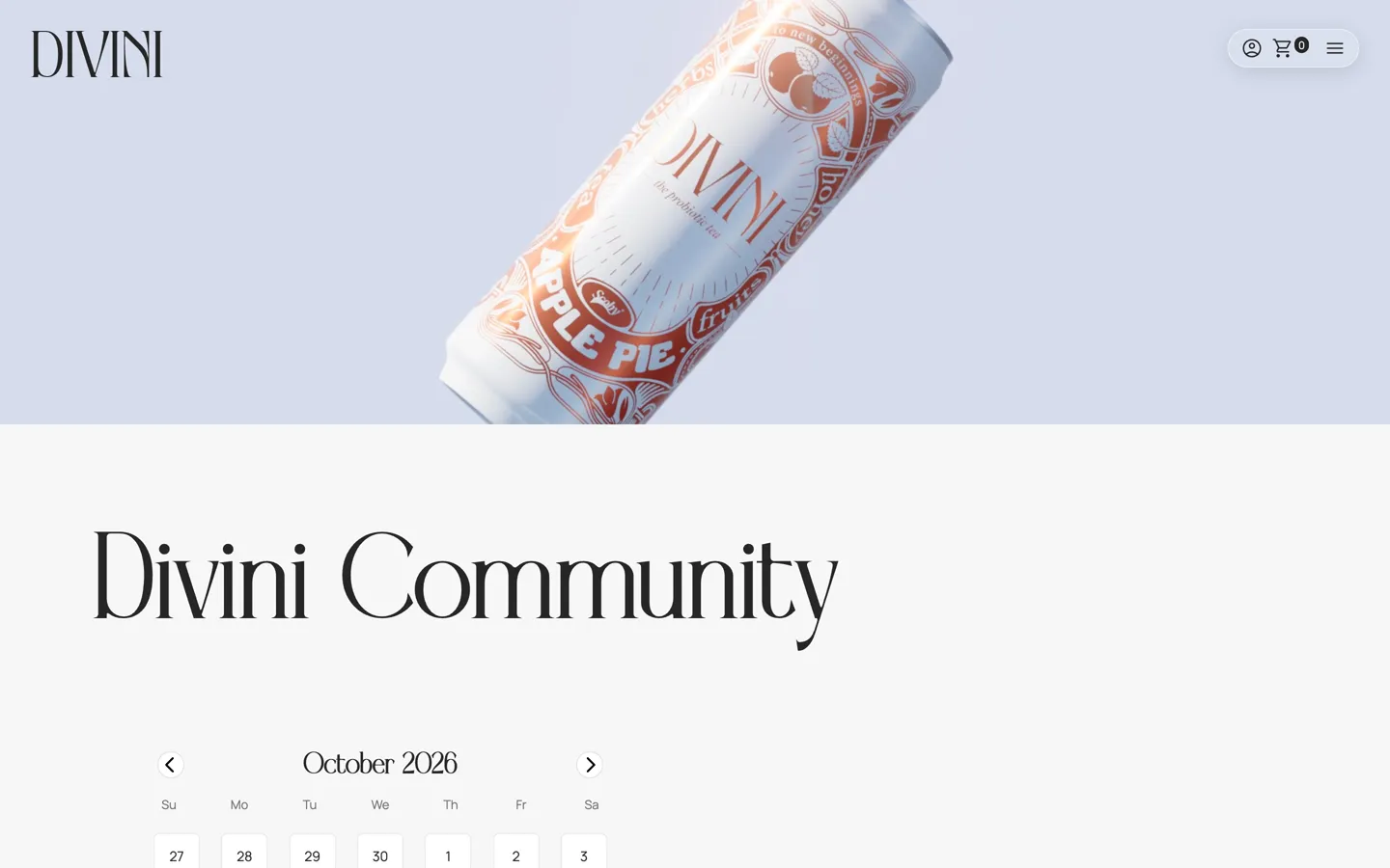 Divini Community: the events calendar under the can
