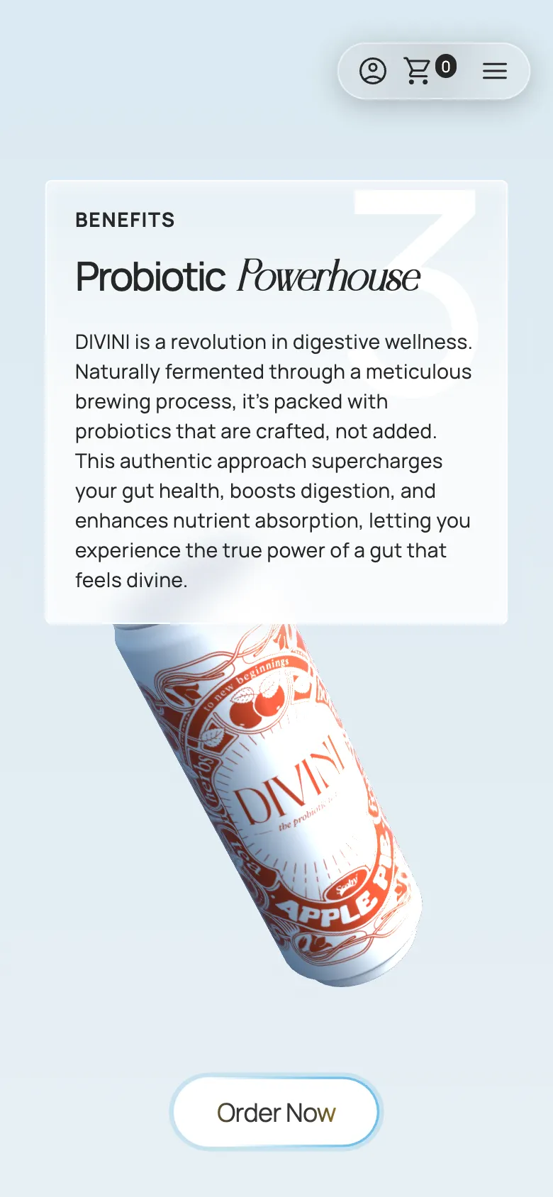 The homepage on a phone: Probiotic Powerhouse