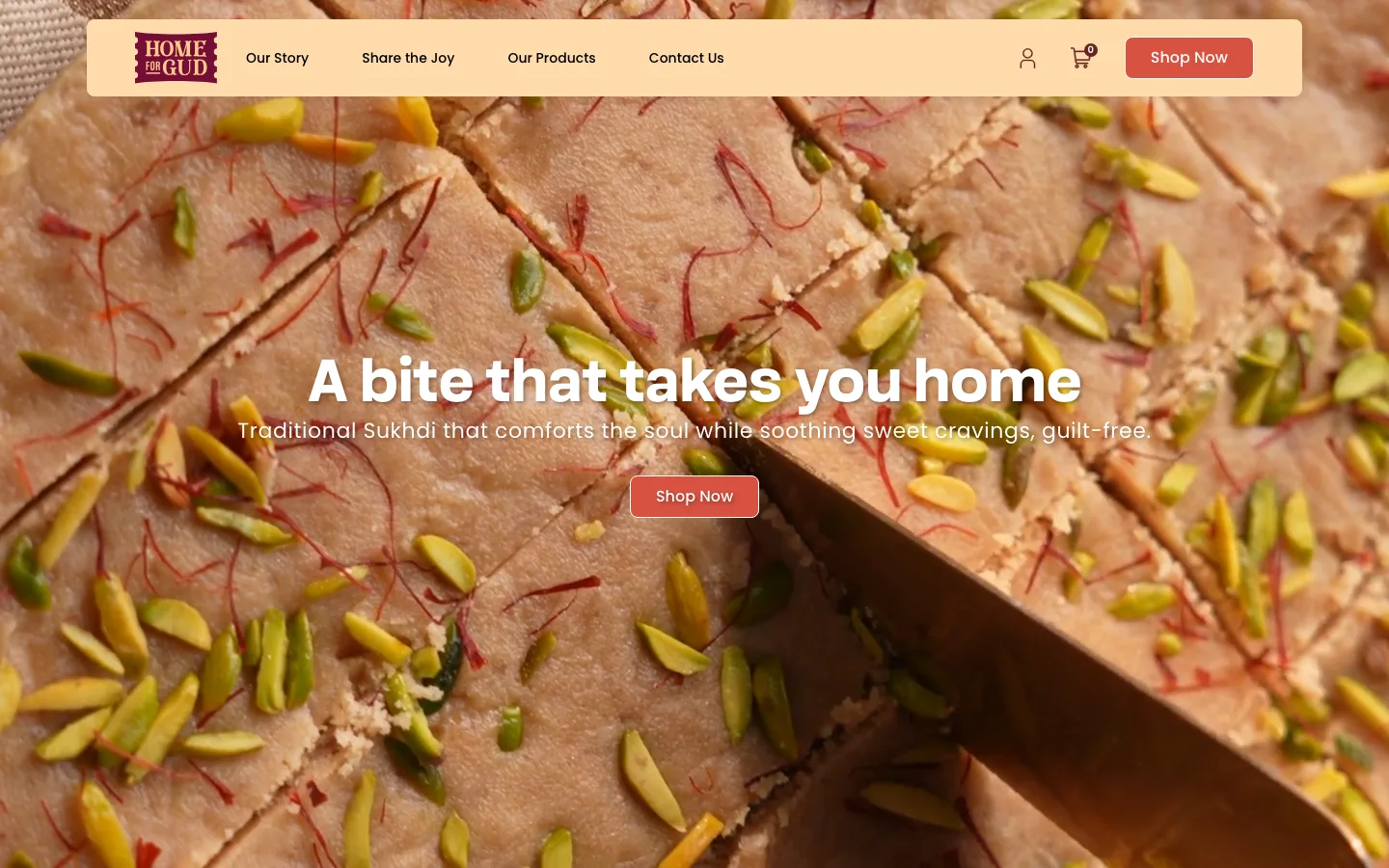 The Home For Gud store on a desktop screen