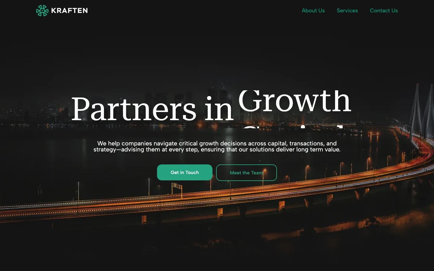 The Kraften Ventures site on a desktop screen