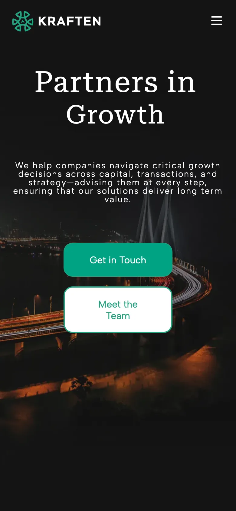 The Kraften Ventures site on a phone